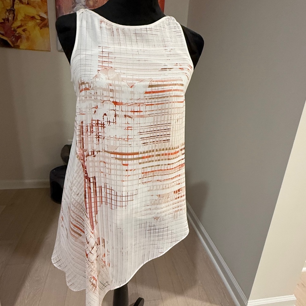 White House Black Market Asymmetrical Printed Sleeveless Tunic – XS